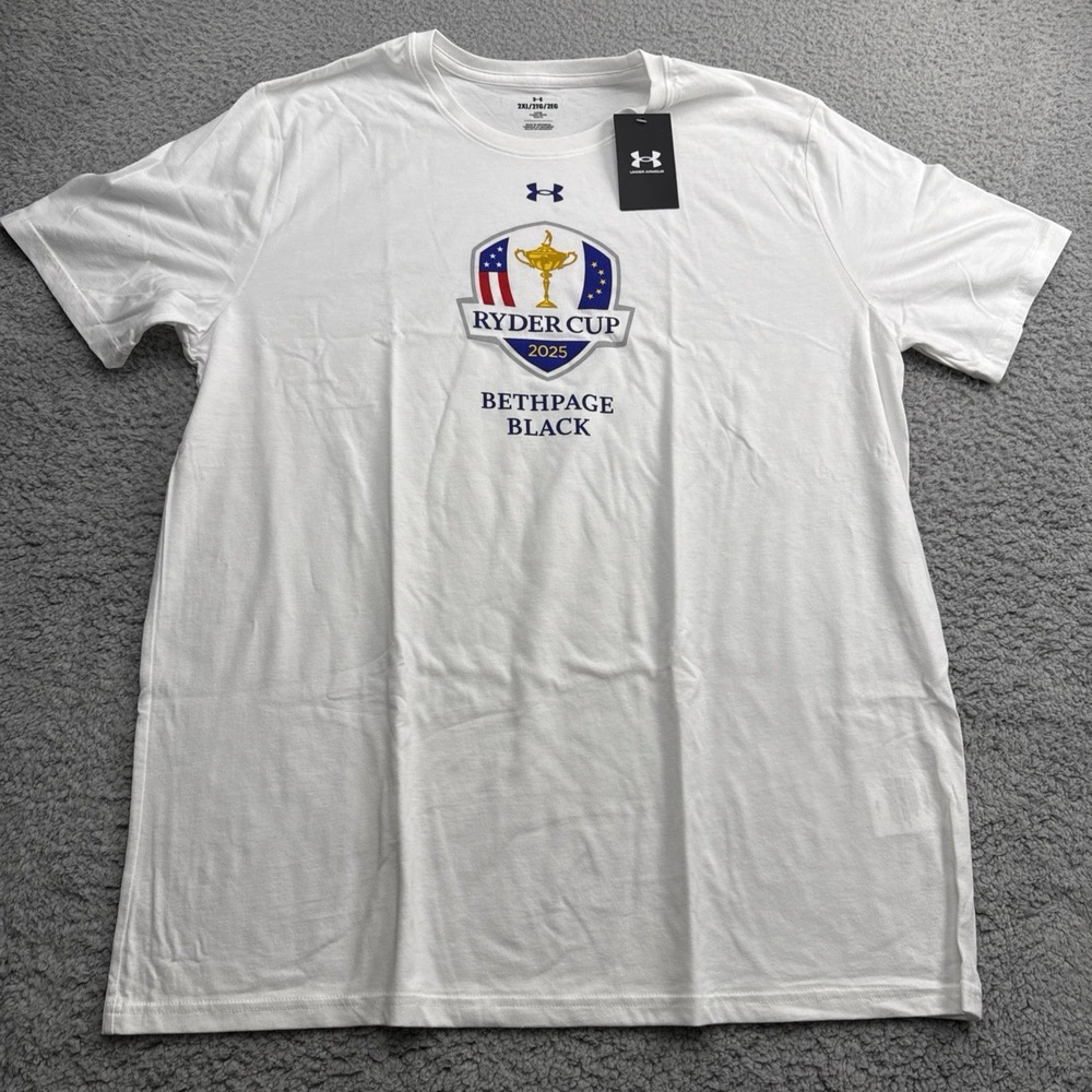 Under Armour Ryder Cup Shirt Mens XXL White Solid Bethpage Black 2025 Tee
